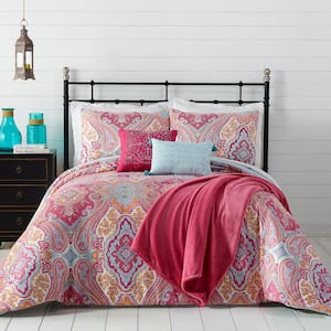 6-Piece Pink Candes Polyester King Comforter Set