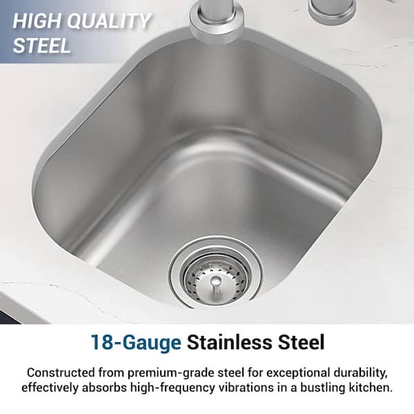 All-in-One Undermount Stainless Steel 15 in. Single Bowl Bar Sink with Polished Chrome Gooseneck Kitchen Faucet All-in-One Undermount Stainless Steel 15 in. Single Bowl Bar Sink with Polished Chrome Gooseneck Kitchen Faucet