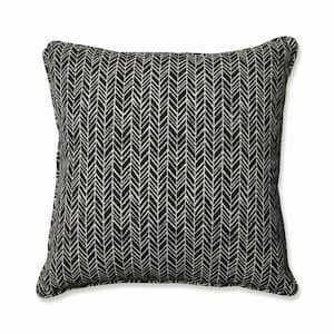 Black Square Outdoor Square Throw Pillow