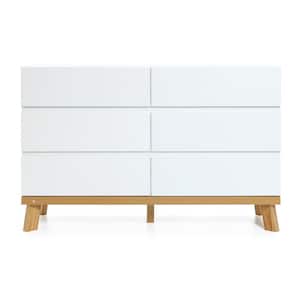 Modern White Wood 6-Drawer Dresser