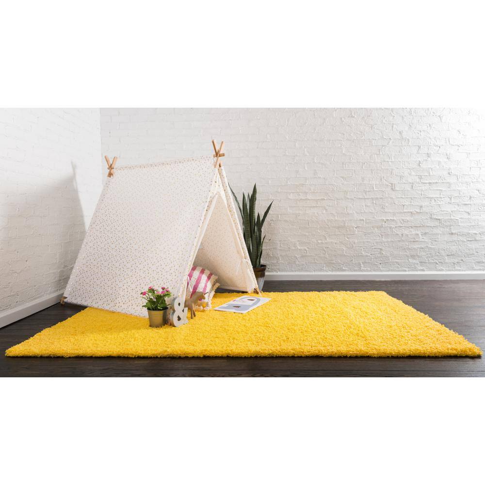 Yellow Rectangular Shag Rug for Kids, 4' x 6'