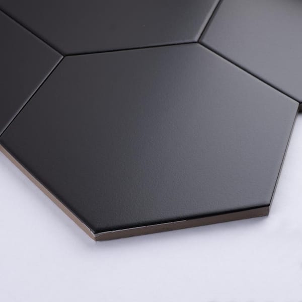 MOLOVO Kenzo Black Hexagon 7.7 in. x 8.9 in. Matte Porcelain Tile