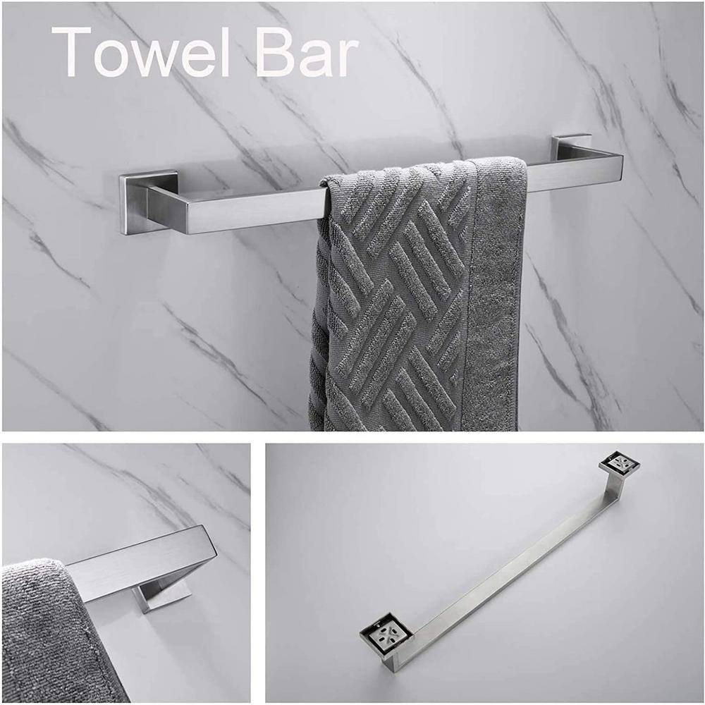Brushed Nickel 4-Piece Stainless Steel Bathroom Hardware Set