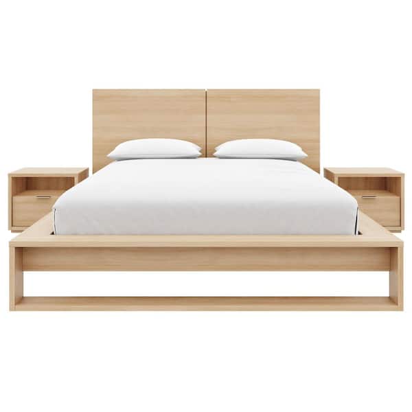 Audrey 4-Piece Natural Blonde Oak Wood Composite Queen Size Bedroom Set