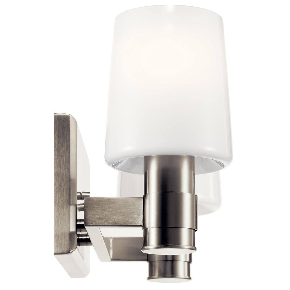 Brushed Nickel 2-Light Vanity Light with Opal Glass Shade