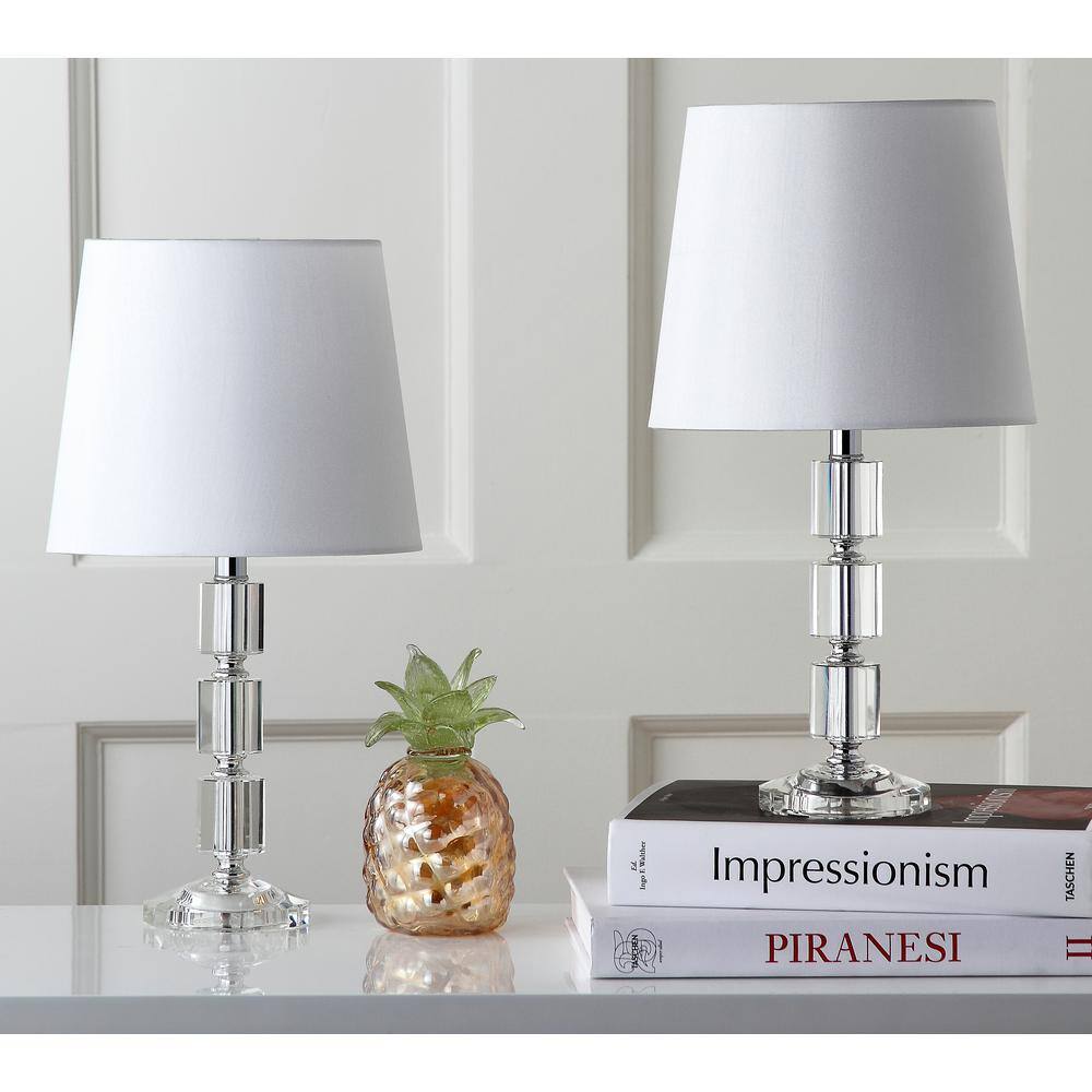 Erin Crystal Cube Table Lamp Set - Clear & Off-White