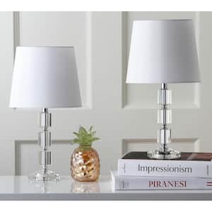 Erin 15 in. Clear Crystal Cube Table Lamp with Off-White Shade (Set of 2)