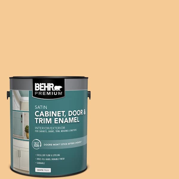 BEHR PREMIUM 1 gal. #AE-22 Burlap Gold Satin Enamel Interior/Exterior Cabinet, Door & Trim Paint