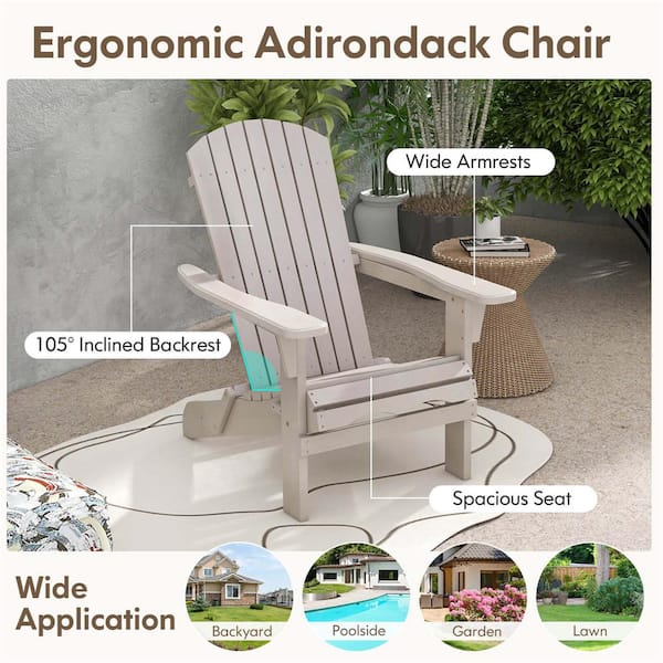 Costway Grey Folding Wood Adirondack Chair (Set of 4) HCST02233