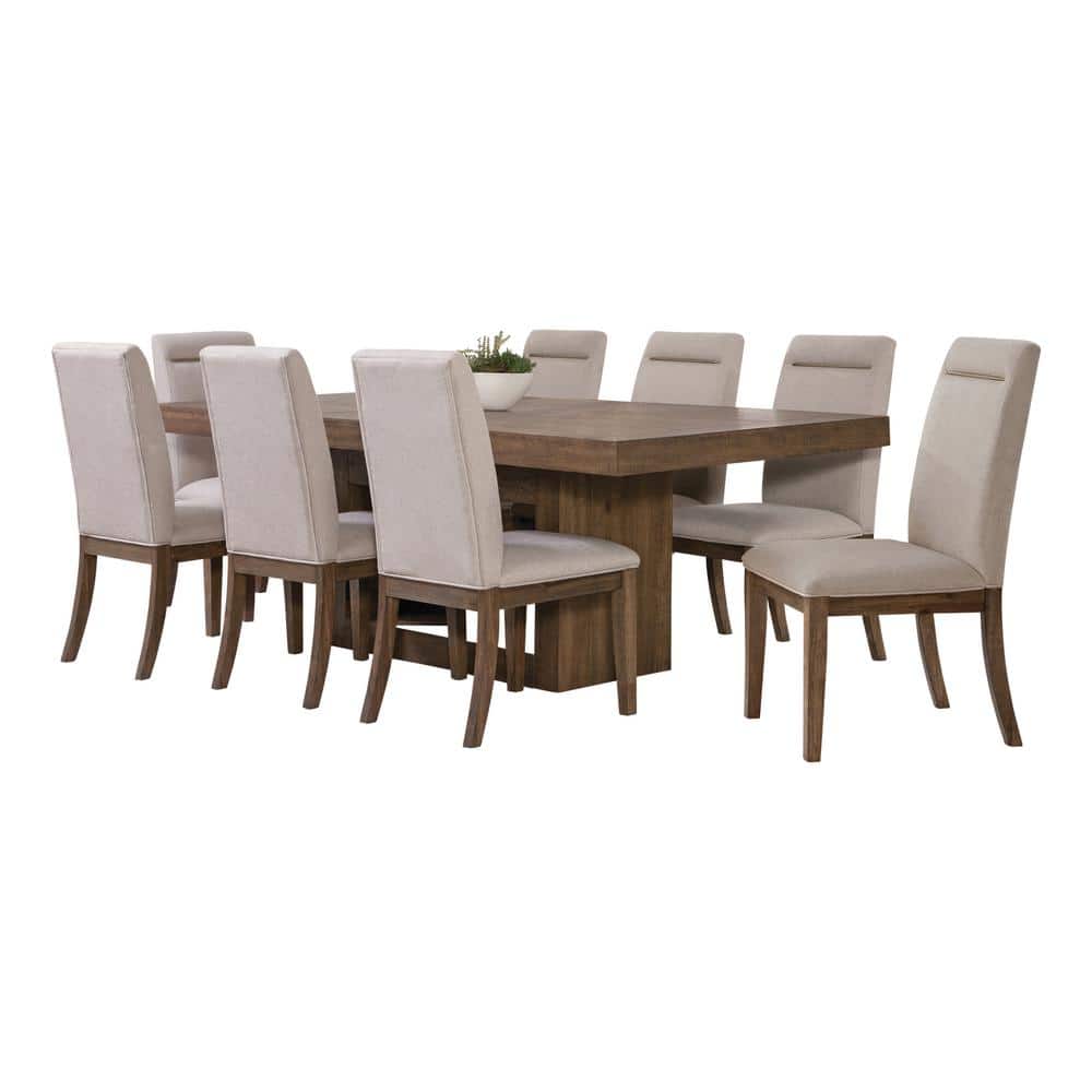 Garland Dark Brown 9-Piece Extendable Dining Set with Upholstered Chairs