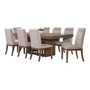 Garland 9 Piece 70 in Rectangle Caramel Brown Wood Dinng Room Set  with 18-Leaf (Seats 8 )