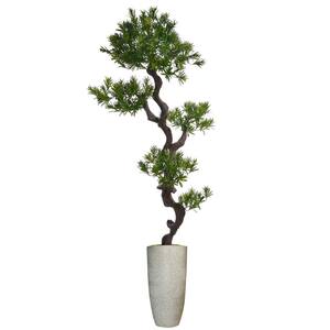 Artificial Faux Real Touch 6.08 ft. Tall Yacca Tree with Fiberstone Planter