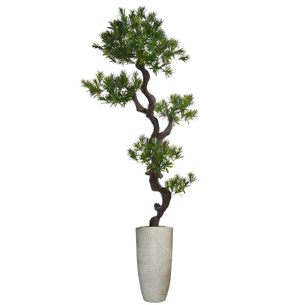VINTAGE HOME Artificial Faux Real Touch 6.08 Feet Tall Yacca Tree With Fiberstone Planter