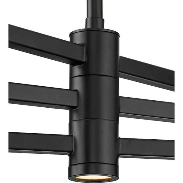 Pivot LED Collection 6-Light Matte Black Frosted Glass LED Modern Chandelier Light