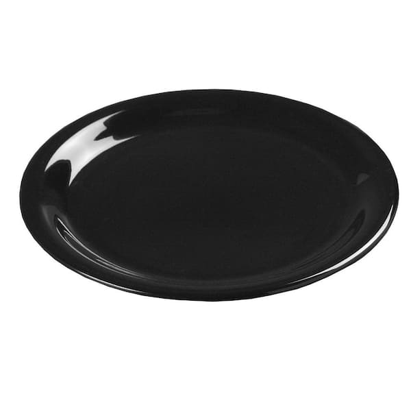 Carlisle 12 in. Diameter Melamine Wide Rim Dinner Plate in Black (Case of 12)