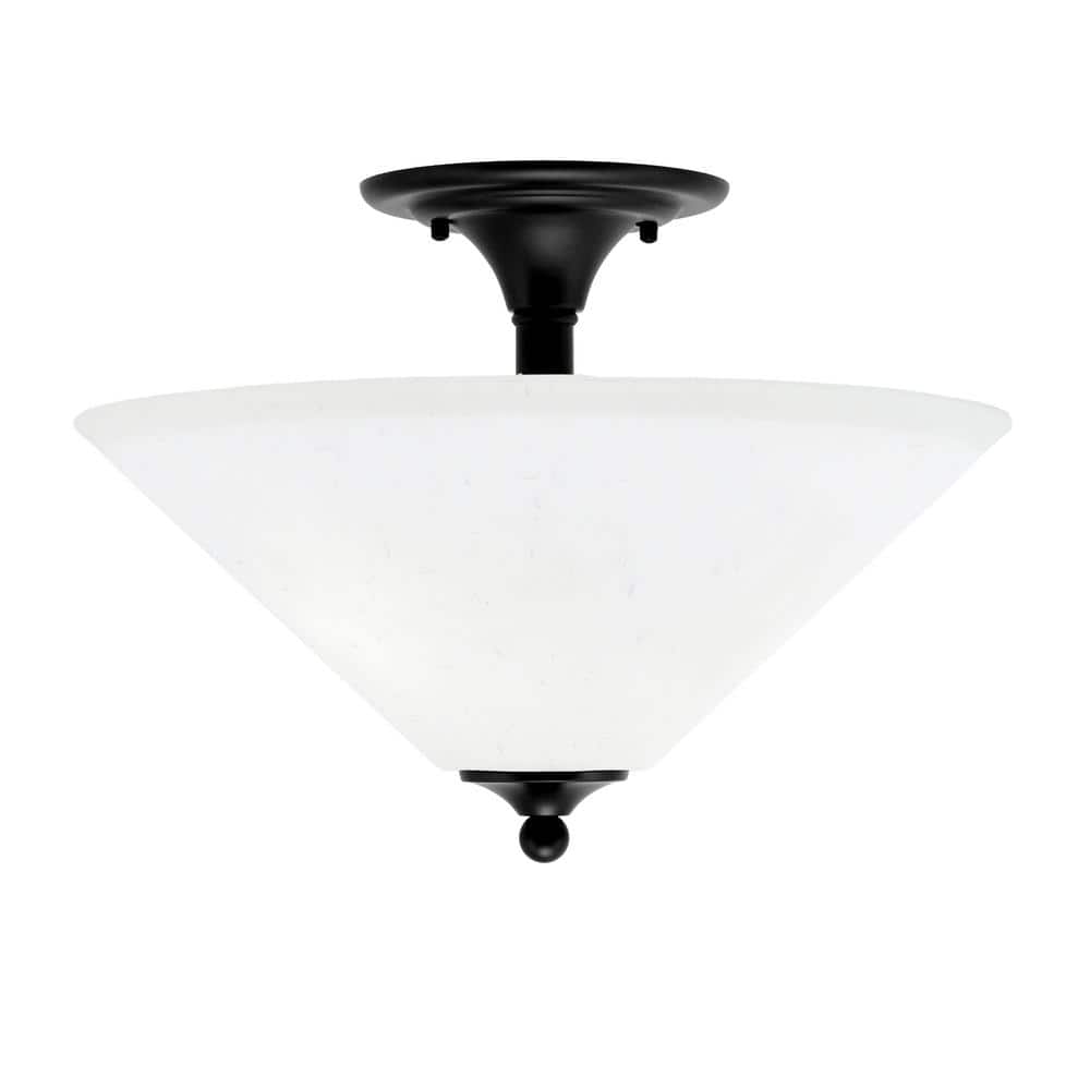 Bristol 16 in. 2-Light Matte Black Transitional Semi-Flush Mount with 16 in