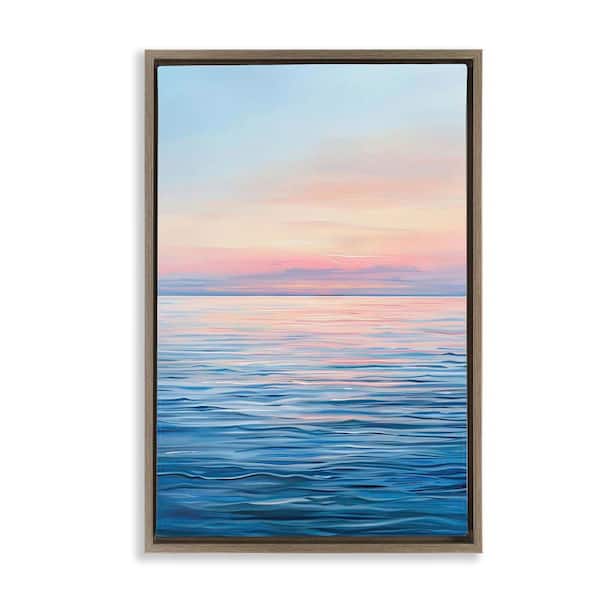 Stupell Industries Sunrise over Ocean Gradient by LSR Design Studio Brown Floater Frame Nature Graphic Art Print 25 in. x 17 in.
