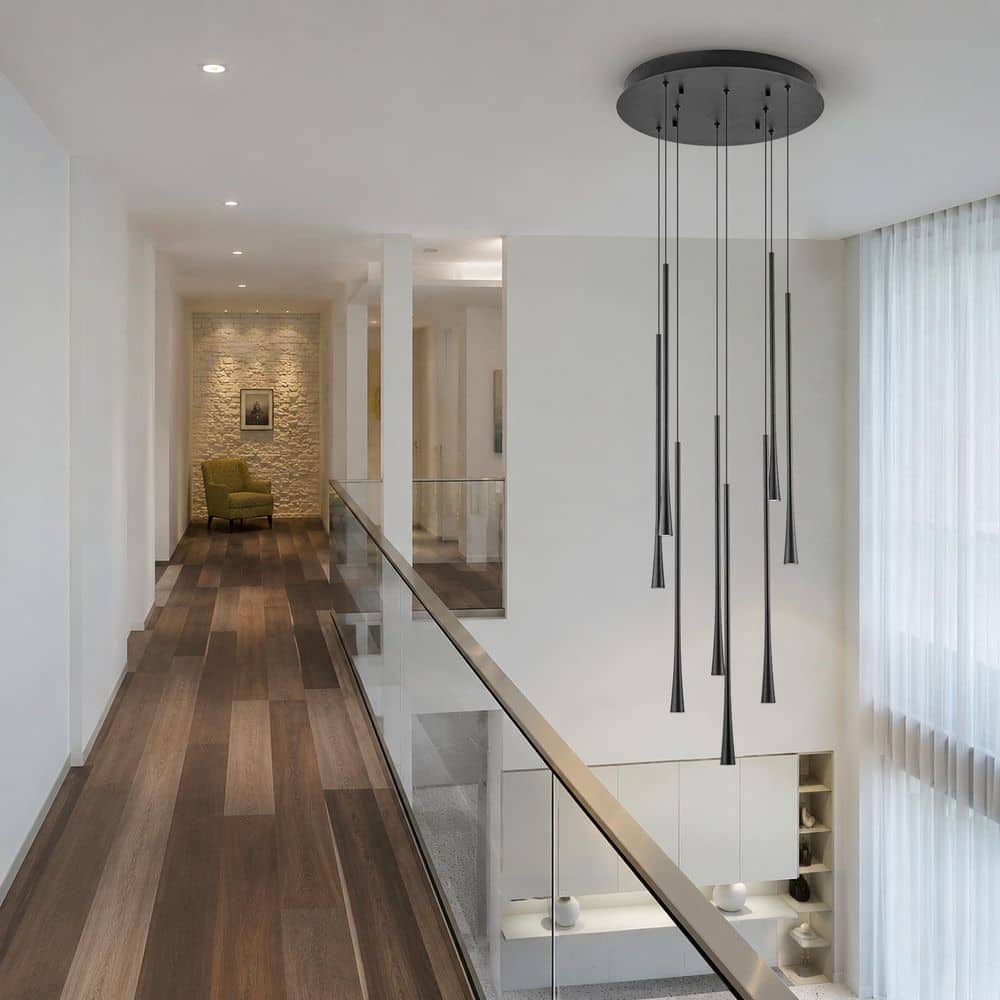 18.9 in. 8-Light Black Modern LED Dimmable Staircase Chandelier price history on PriceWatchPro