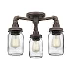 Squire 3-Light Rustic Black Semi-Flush Mount