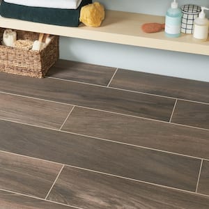 Basswood Walnut 7.87 in. x 47.24 in. Matte Porcelain Floor and Wall Tile (15.49 Sq. Ft. / Case)