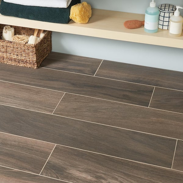 Basswood Walnut 7.87 in. x 47.24 in. Matte Porcelain Floor and Wall Tile (15.49 Sq. Ft. / Case)