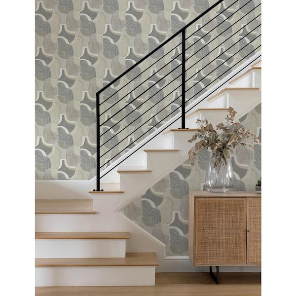 Hollace Slate Geometric Metallic Non-pasted Paper Wallpaper