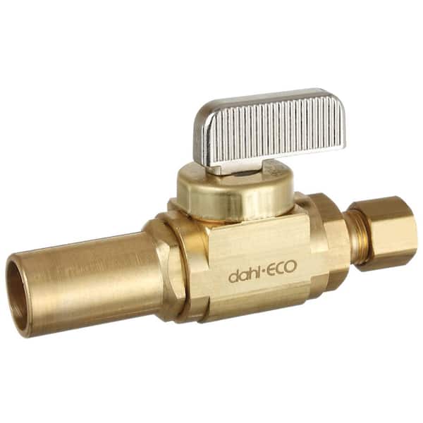 DAHL 1/2 in. Male Press x 1/4 in. O.D. Comp, Supply Stop, Straight, Brass, Lead-Free