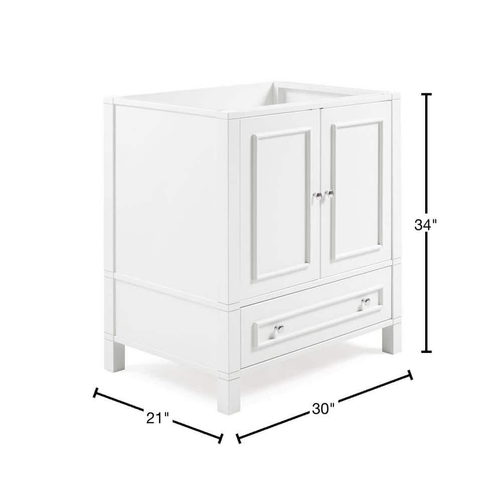 Williamsburg 30" White Pine Vanity Cabinet with Nickel Hardware