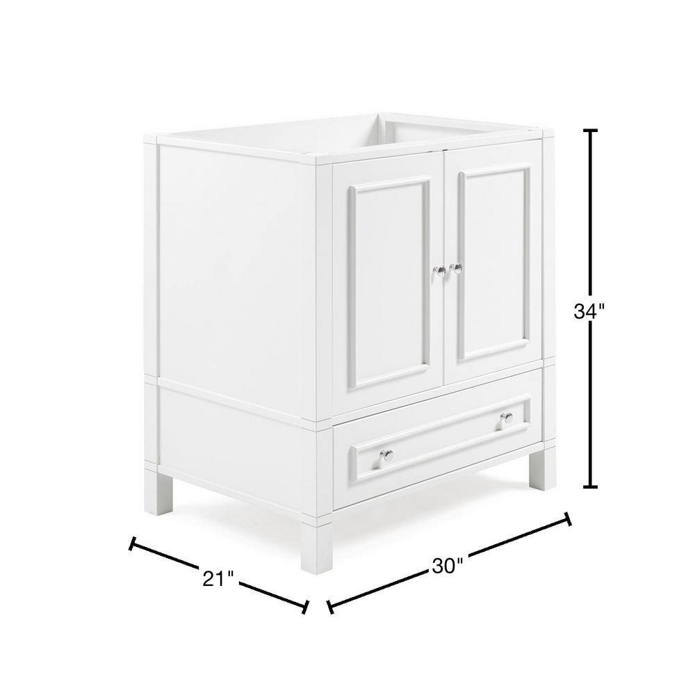 Williamsburg 30" White Pine Vanity Cabinet with Nickel Hardware