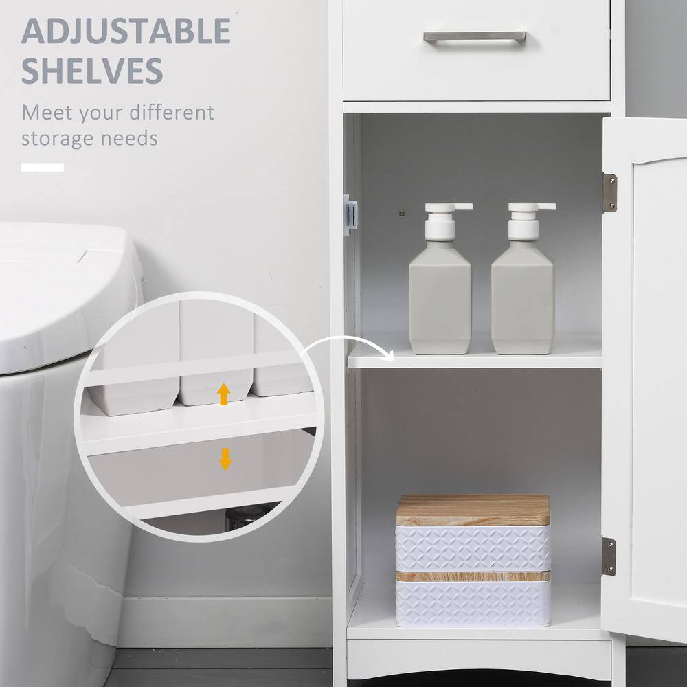 White Tall Freestanding Cabinet with Adjustable Shelving