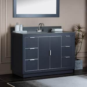 Venice 49 in.W x 22 in.D x 38 in.H Bath Vanity in Gray with Engineered stone Vanity Top in Dark Gray with White Sink