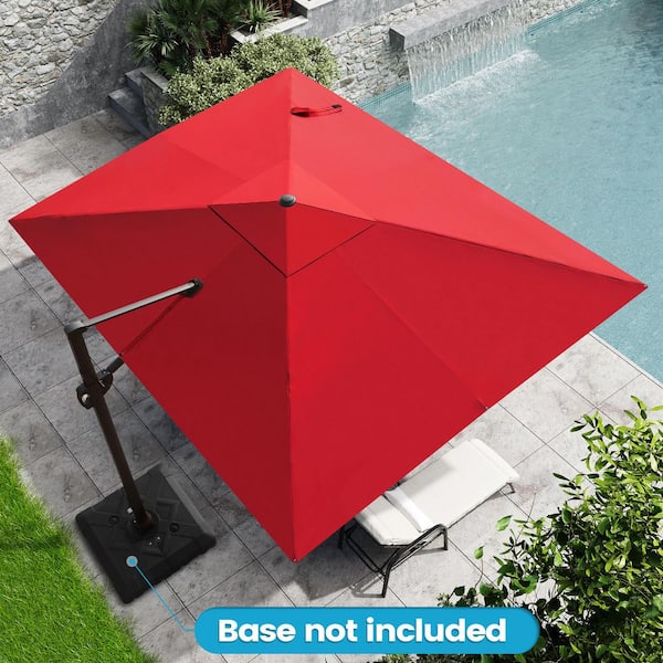 9 ft. x 11.5 ft. Outdoor Rectangular 360° Rotation Cantilever Tilt Patio Umbrella in Red