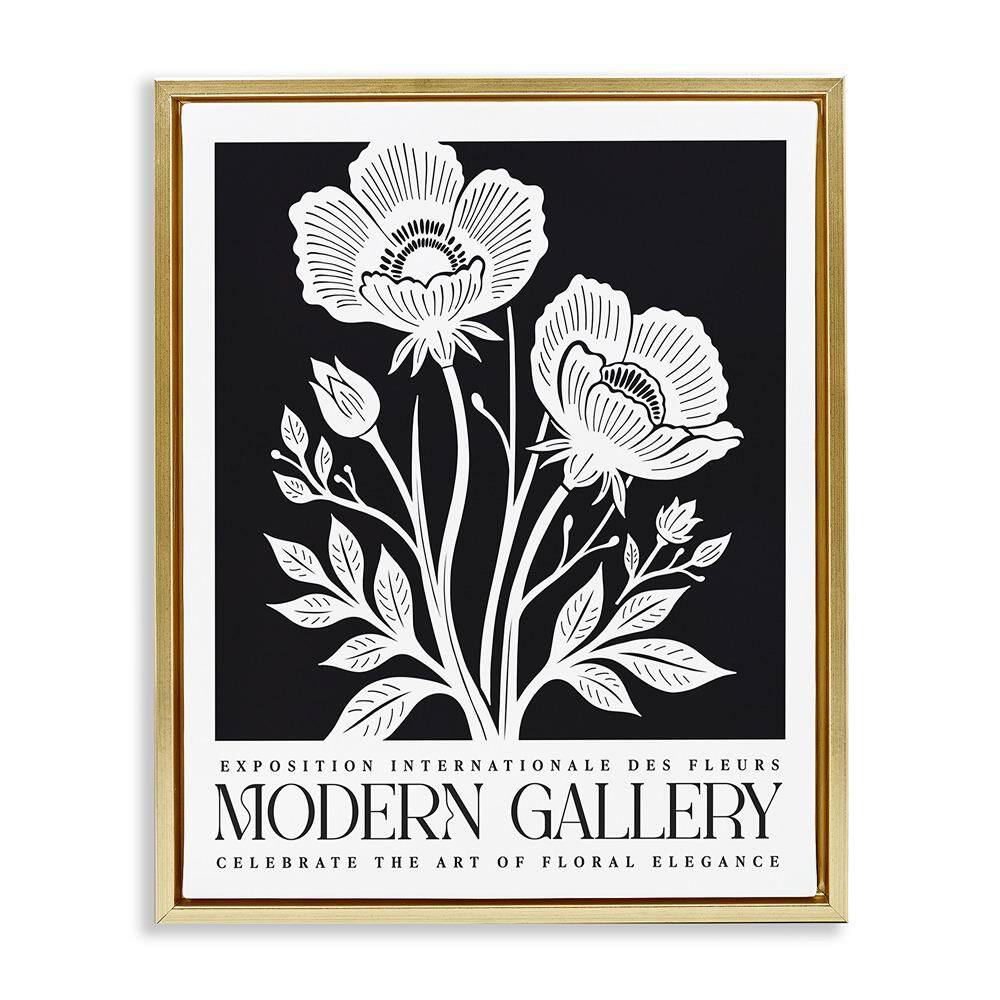 Modern Gallery Flowers on Black by Lettered and Lined 1-Piece Gold Floater Frame Graphic Art Print 21 in. x 17 in. price history on PriceWatchPro