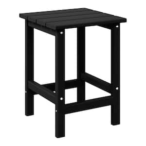 Mason 18 in. Black Poly Plastic Fade Resistant Outdoor Patio Square Adirondack Side Table