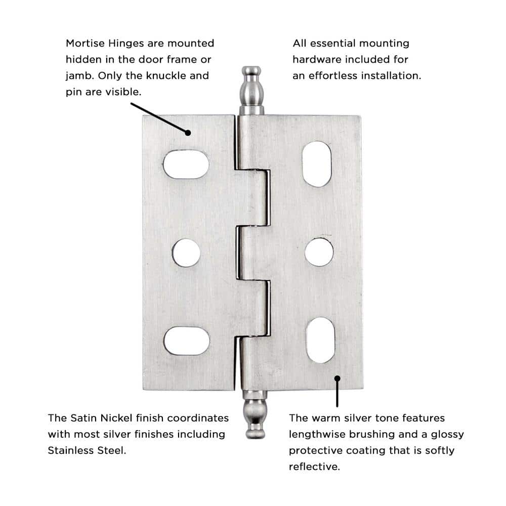 Satin Nickel Steel Cabinet Hinges with Decorative Finials