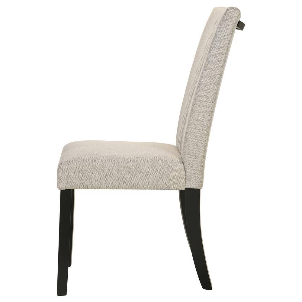 Beige Upholstered Side Chair with Black Legs