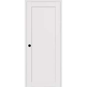 Shaker 1 Panel 18" x79,375" Right Hand Snow White Wood Single Prehung Interior Door with Concealed Hinges