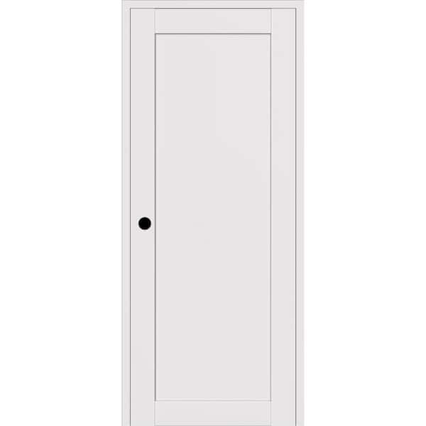Belldinni Shaker 1 Panel 18" x79,375" Right Hand Snow White Wood Single Prehung Interior Door with Concealed Hinges