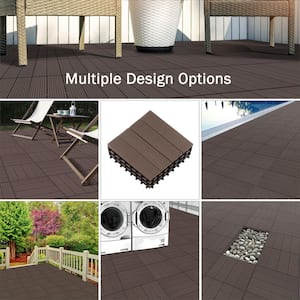 1 ft. W x 1 ft. L 6 Patio Tiles Wood/Polypropylene Interlocking Deck Tile Flooring in Mocha