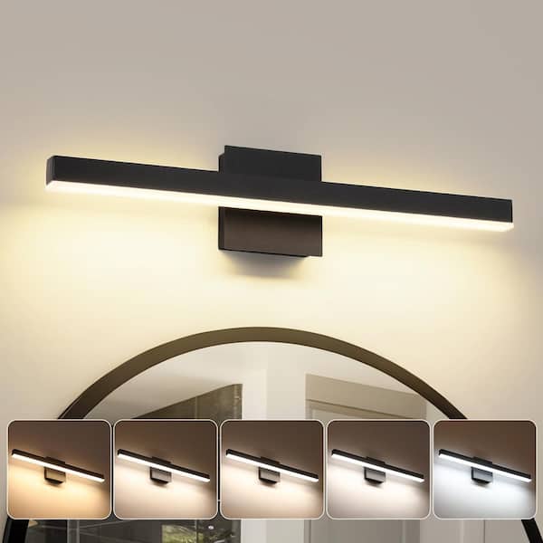 23.62 in. 1-Light Black LED Bathroom Vanity Light Bar with 5-CCT Adjustable Switch