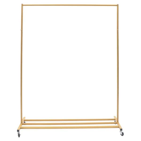 YIYIBYUS Freestanding Gold Metal Rolling Clothes Rack & Garment Rack 49 in. W x 63 in. H