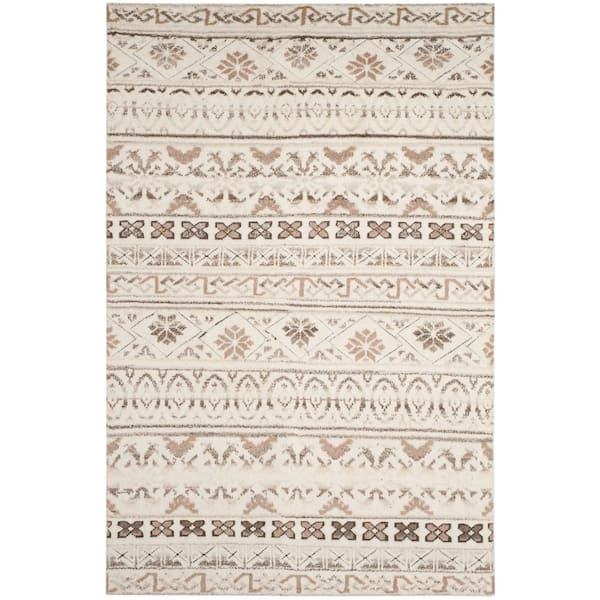 Challe 6 ft. x 9 ft. Natural Striped Geometric Area Rug