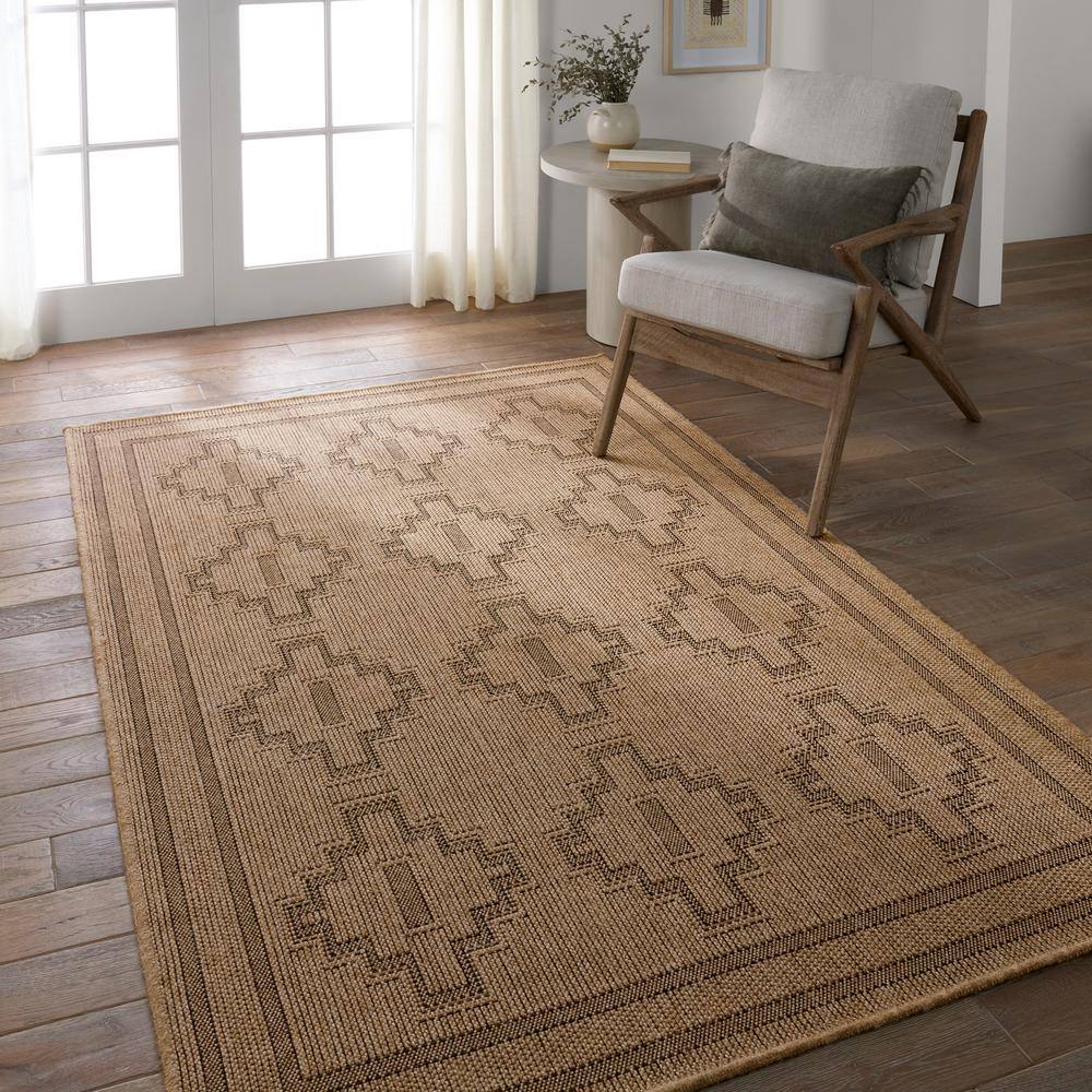 Adrar Medallion Black and Brown 3'x8' Synthetic Area Rug