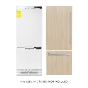 30" 16.1 cu. ft. Panel Ready Built-In 2-Door Bottom Freezer Refrigerator with Internal Water in Stainless Steel