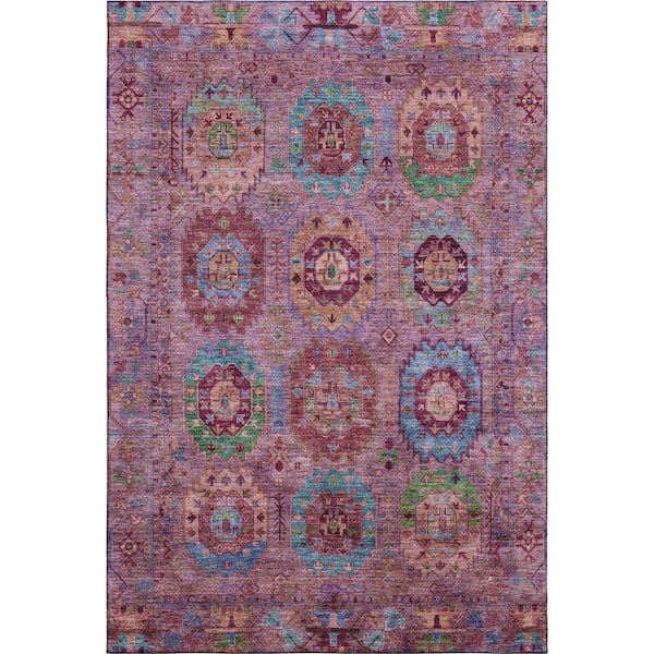 Mayfield Premium Machine Washable Abstract AMF2228 Pink 3 ft. x 4 ft. Area Rug