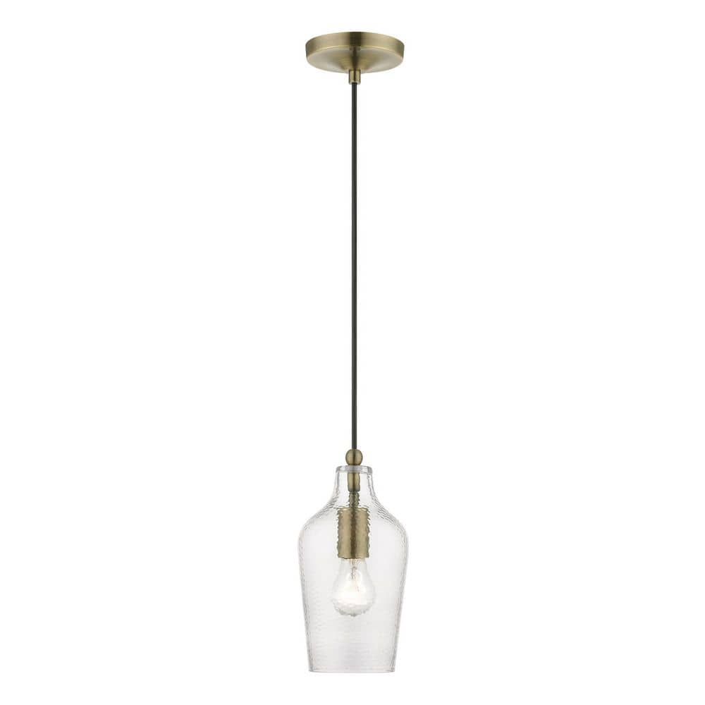 Brenford 1-Light Antique Brass Mini Pendant with Clear Water Glass price history on PriceWatchPro