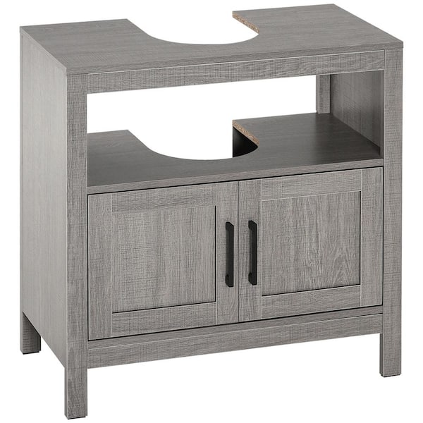 Adrinfly 23.50 in. W x 11.75 in. D x 23.50 in. H Bathroom Storage Wall Cabinet in Gray Under Sink Storage Cabinet 2-Doors 1-Shelf