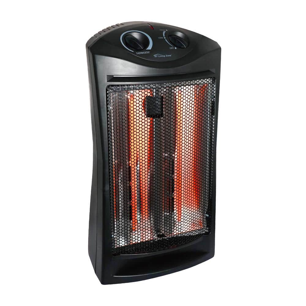 1500-Watt Black Electric Tower Quartz Infrared Space Heater with Thermostat