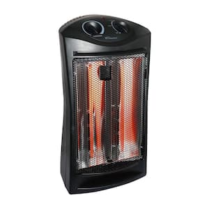 1500-Watt Black Electric Tower Quartz Infrared Space Heater with Thermostat