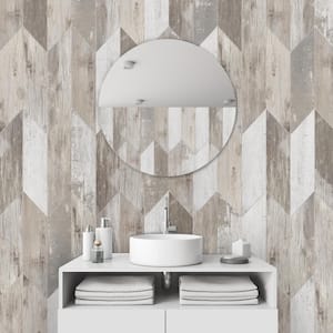 Painted Wood Beige Chevron 6 in. x 24 in. Porcelain Floor and Wall Tile (4.08 sq. ft./Case)